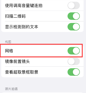 忠县苹果手机维修网点分享iPhone如何开启九宫格构图功能